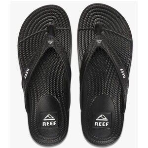 NWT WOMEN'S REEF WATER COURT BLACK/BLACK  POOL/BEACH FLIP FLOP SANDALS SIZE 7